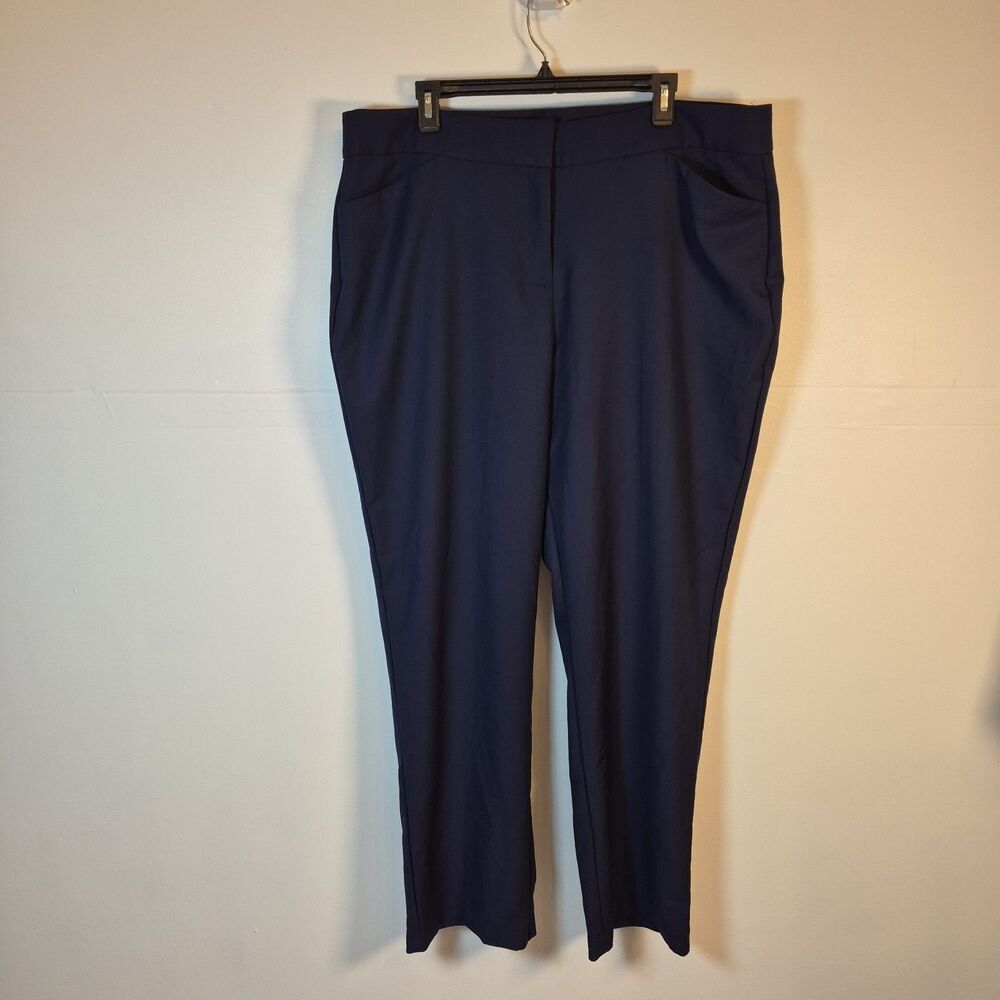 JM Collection Womens Plus Size 18W Pants Blue Curvy-Fit Straight-Leg Tummy Panel